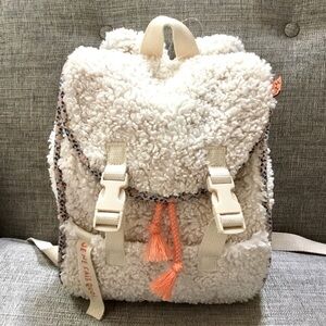 Zara Teddy Floral Trim Adjustable Buckle Tie Top Exterior Pockets Backpack Bag